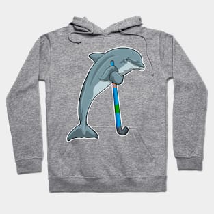 Dolphin at Hockey with Hockey stick Hoodie